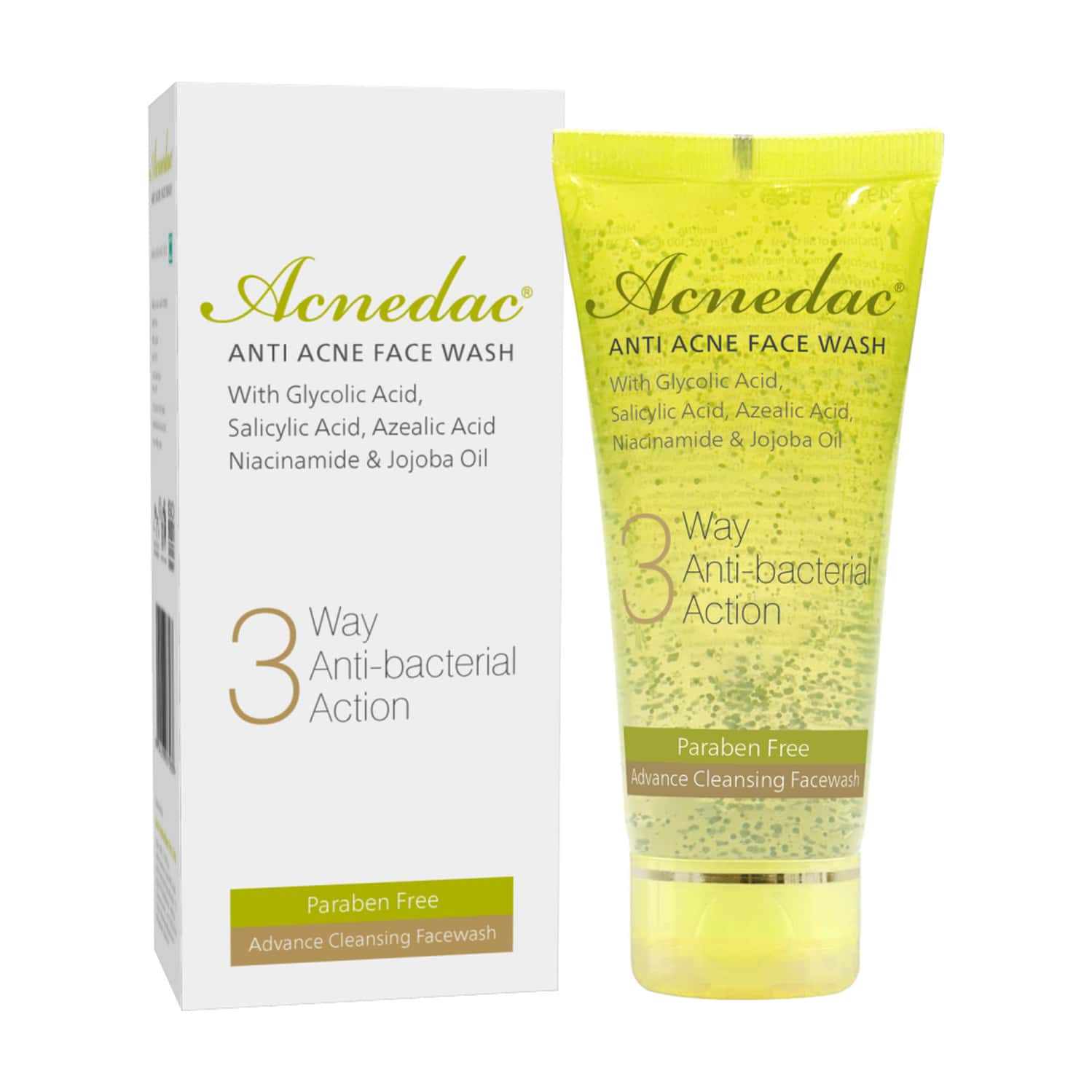 Acnedac Anti Acne Face Wash 3-way Action Cleanser With Glycolic Acid | Normal To Oily Skin 100 Ml