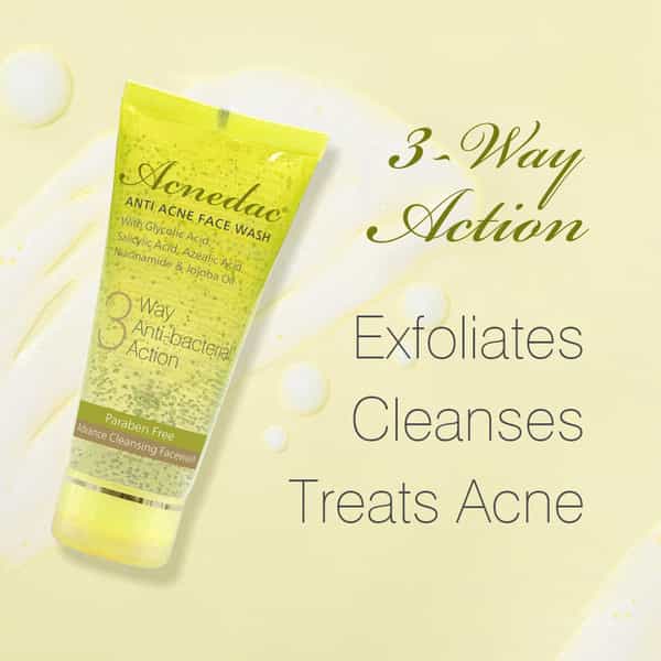 Acnedac Anti Acne Face Wash 3-Way Action Cleanser With Glycolic Acid | Normal To Oily Skin 100 Ml