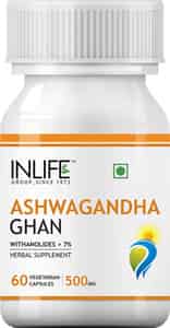 Inlife Ashwagandha Extract Supplement Immunity Boosters & General Wellness 500mg-60 Veg Capsules