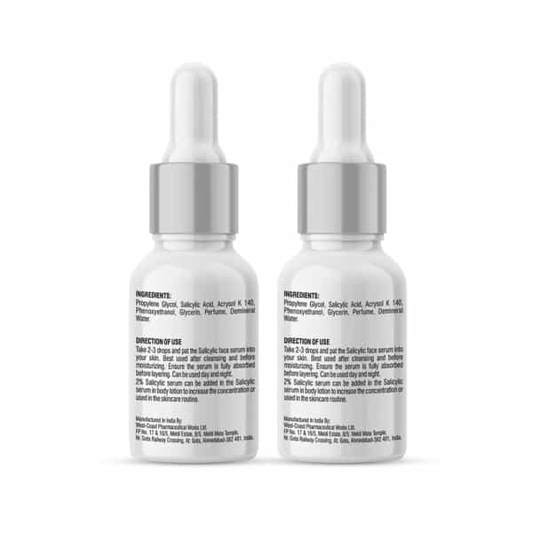 Cgg Cosmetics 2% Salicylic Acid Serum - 2X Acne Reduction - Pack Of 2 - 10Ml