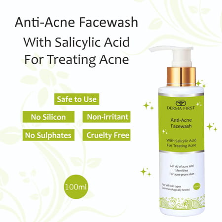 Derma First Anti-Acne | With Salicylic Acid For Acne Treatment | Controls Excess Oil & Sebum - 100ml