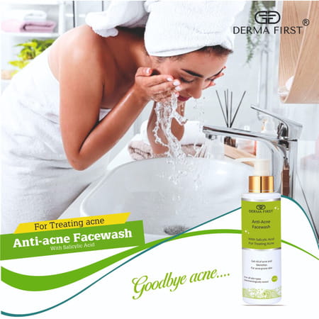 Derma First Anti-Acne | With Salicylic Acid For Acne Treatment | Controls Excess Oil & Sebum - 100ml
