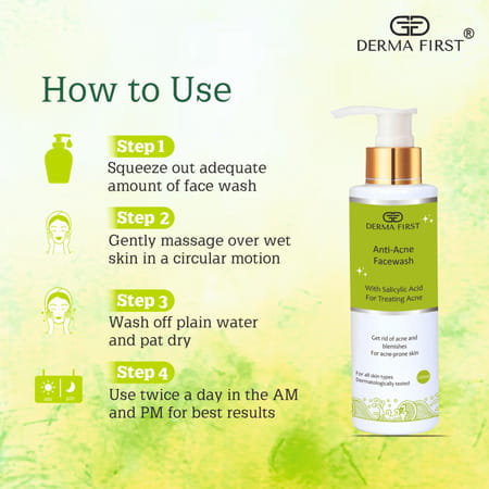 Derma First Anti-Acne | With Salicylic Acid For Acne Treatment | Controls Excess Oil & Sebum - 100ml