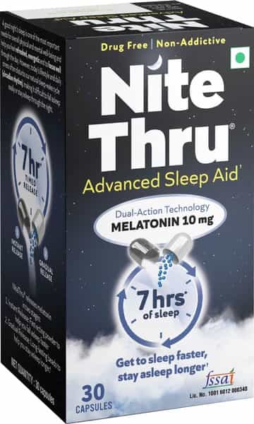 Nite Thru Advanced Melatonin Health Supplement 10Mg 30 Veg Capsules