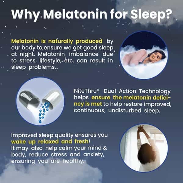 Nite Thru Advanced Melatonin Health Supplement 10Mg 30 Veg Capsules