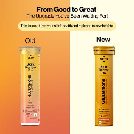 Setu Skin Renew Glutathione Tablets (30 Effervescent Tablets | Orange) With Sipper (750ml) | Combo