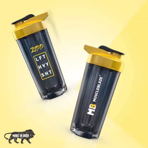 Muscleblaze Zidd Pro 1.0 Shaker Bottle, 100% Leakproof, Bpa-Free Sipper Bottle, Yellow & Black|750Ml