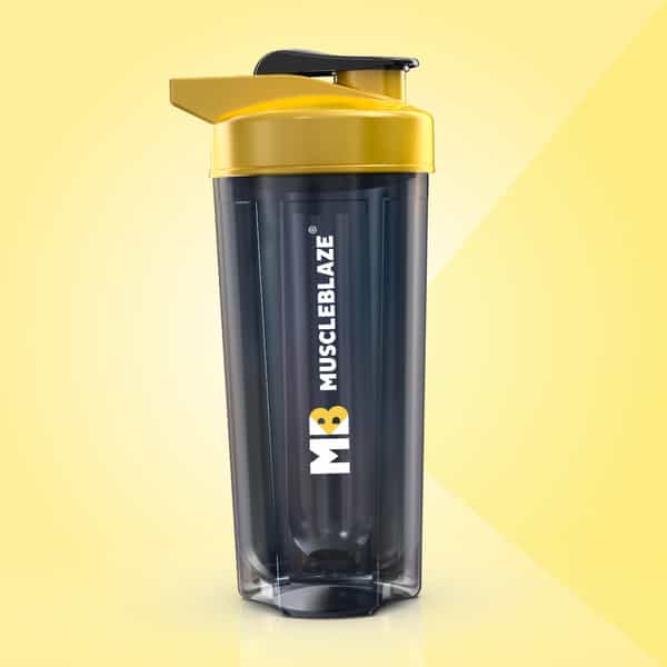 Muscleblaze Zidd Pro 1.0 Shaker Bottle, 100% Leakproof, Bpa-Free Sipper Bottle, Yellow & Black|750Ml