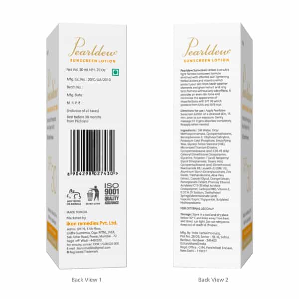 Pearldew Sunscreen Lotion (Spf 30) 50 Ml | With Aloe Vera | Uva & Uvb Protection (Pack Of 2)