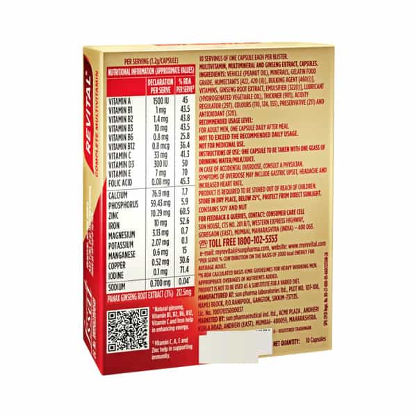 Revital H For Men Complete Multivitamin | Stamina | Energy | Immunity 10 (+ 2 Free) Capsules