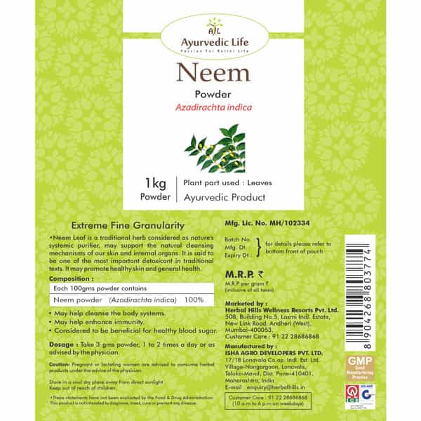 Al-Ayurvedic Life Neem Leaves Powder Azadirachta Indica Powder 1 Kg Value Pack Of 5