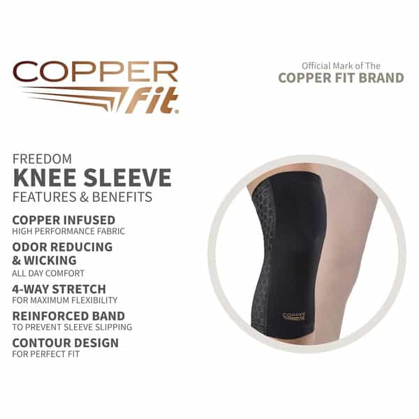 Copper Fit Freedom Knee Sleeve Adults Copper Infused Black 1 Count
