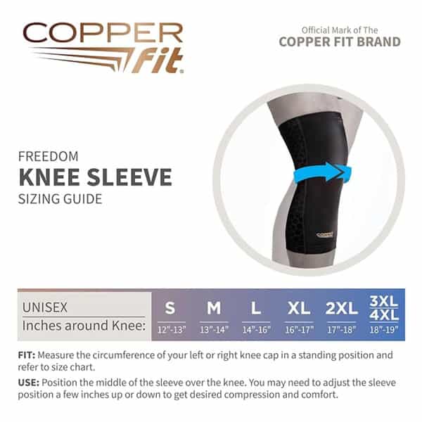 Copper Fit Freedom Knee Sleeve Adults Copper Infused Black 1 Count