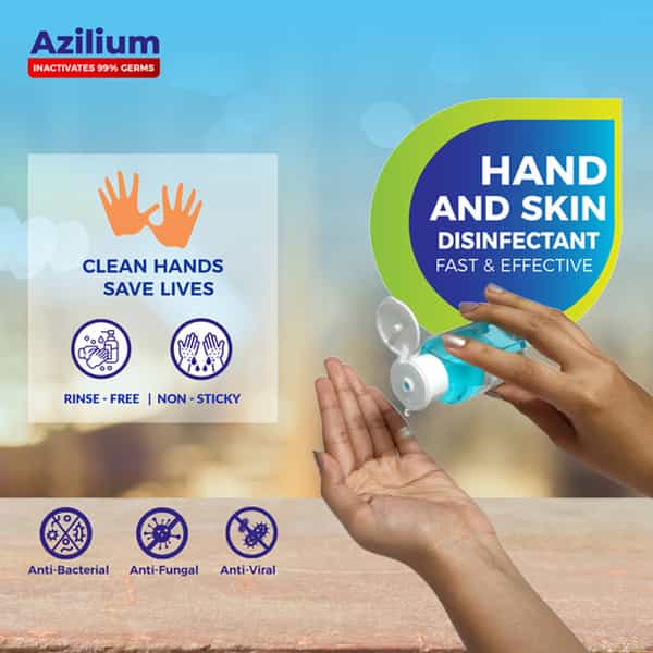 Azilium Hand And Skin Disinfectant Flip-Top Sanitizer - 100 Ml - Pack Of 4