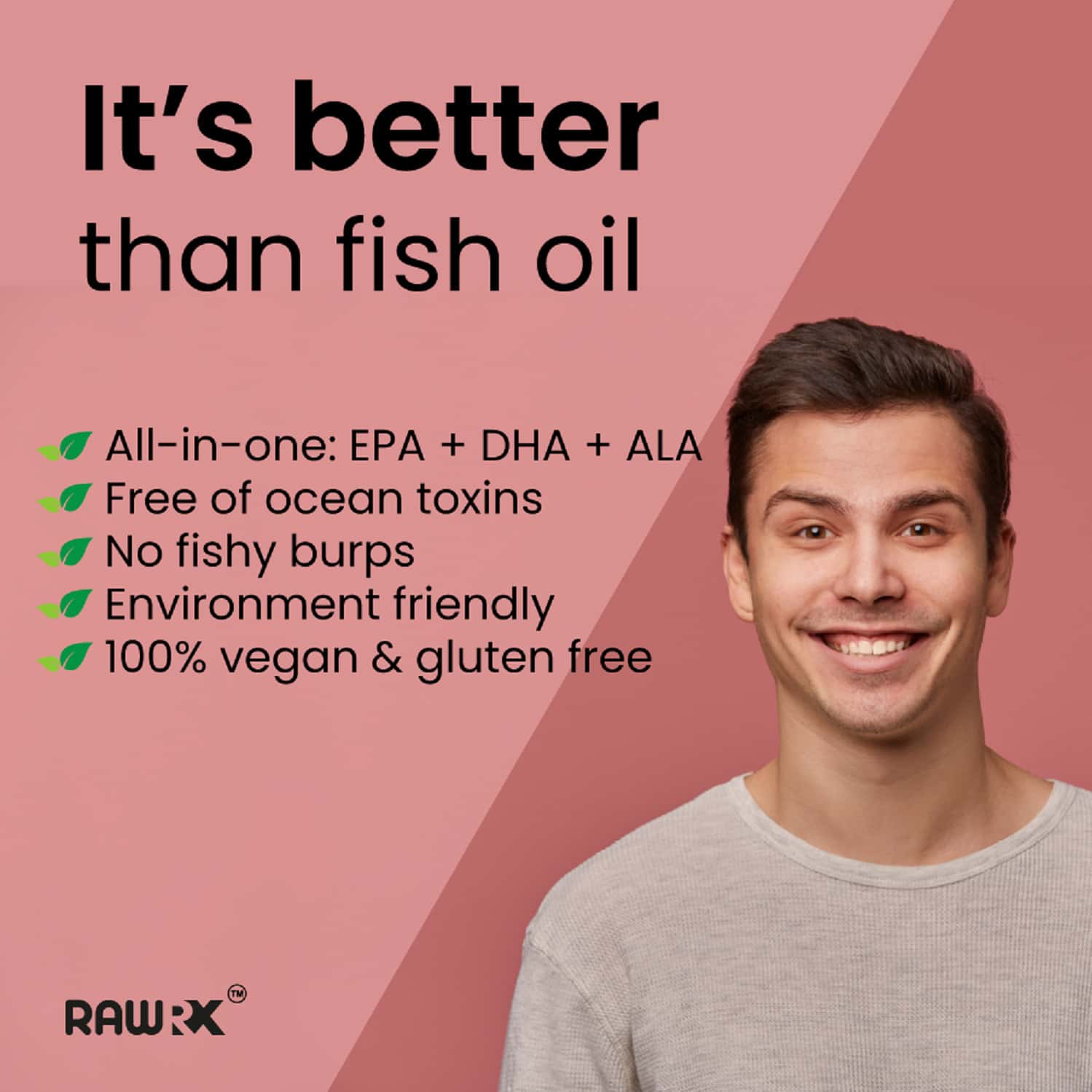 Buy RAWRX VEGAN OMEGA 3 FATTY ACID CAPSULES EPA + DHA + ALA FORMULA FOR