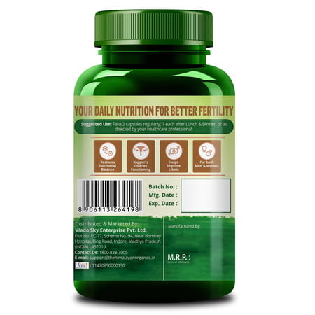 Himalayan Organics Fertility Aid | Reproductive Helath Support | Bottle | 60 Veg Capsules
