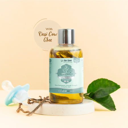 Nat Habit Balamool Nimbuka Pure Baby Maahu Summer Massage Oil | Bone & Muscular Development - 100ml