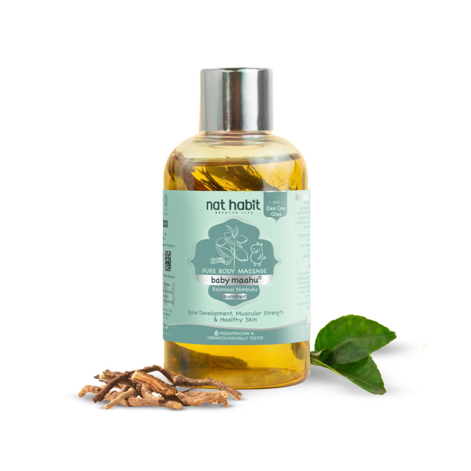 Nat Habit Balamool Nimbuka Pure Baby Maahu Summer Massage Oil | Bone & Muscular Development - 100ml