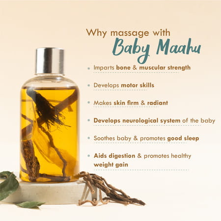 Nat Habit Balamool Nimbuka Pure Baby Maahu Summer Massage Oil | Bone & Muscular Development - 100ml