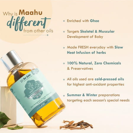 Nat Habit Balamool Nimbuka Pure Baby Maahu Summer Massage Oil | Bone & Muscular Development - 100ml