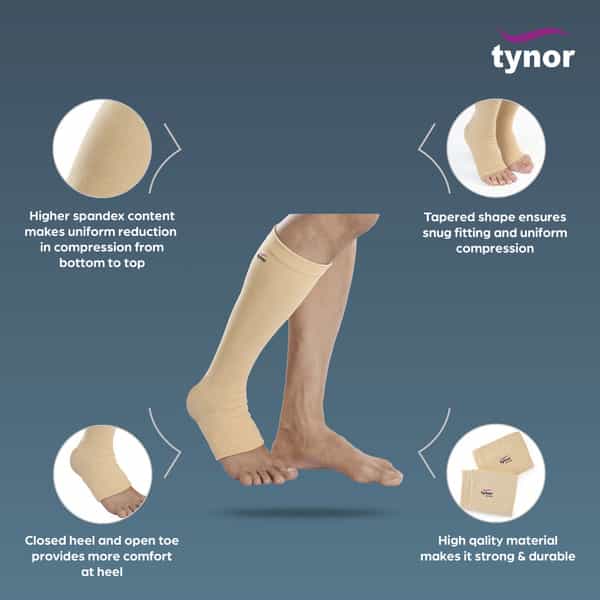 Tynor Compression Stocking Below Knee Classic Beige Xxl Pack Of 2