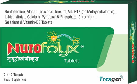 Trexgen Nurofolyx Diabetes & Neuropathy Nerve Pain Tablets - 30 Tablets