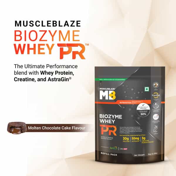 Muscleblaze Biozyme Whey Protein Pr | Molten Chocolate Cake | 1Kg | Trustified Gold Certified