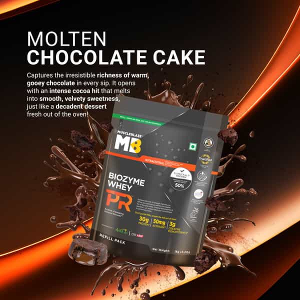 Muscleblaze Biozyme Whey Protein Pr | Molten Chocolate Cake | 1Kg | Trustified Gold Certified