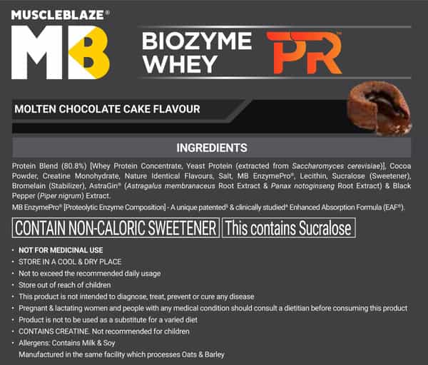 Muscleblaze Biozyme Whey Protein Pr | Molten Chocolate Cake | 1Kg | Trustified Gold Certified