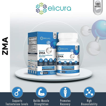 Elicura'S Essential Zma+ Zinc Monomenthionine Asparatate 60 Veg Capsules - Pack Of 1