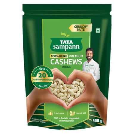 Tata Sampann 100% Pure Premium Cashews Whole 500g
