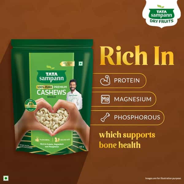 Tata Sampann 100% Pure Premium Cashews Whole 500G
