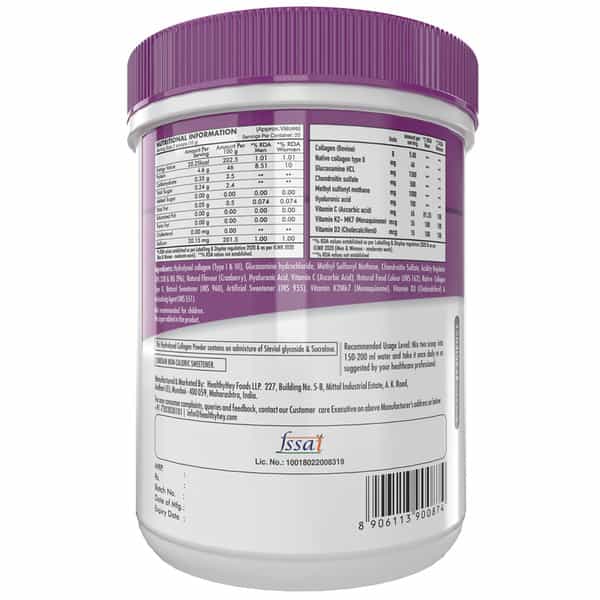 Healthyhey Nutrition Jointrelief Collagen Peptide Type 1 2 & 3 - 200G Cranberry