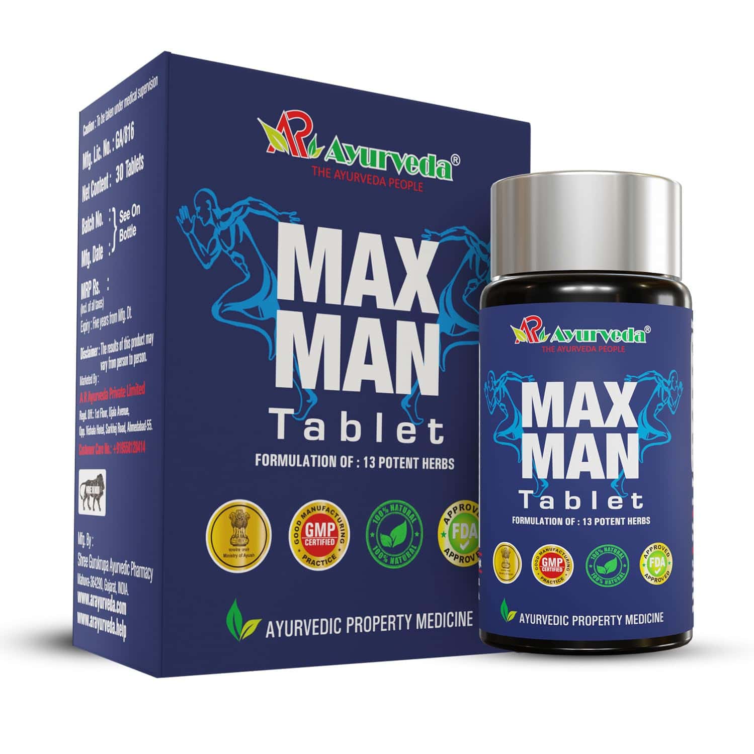 A R Ayurveda Max Man Ayurvedic Tablets For Men For Stamina | Muscle Growth - 30 Tablets