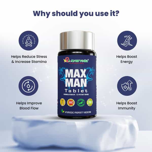 A R Ayurveda Max Man Ayurvedic Tablets For Men For Stamina | Muscle Growth - 30 Tablets