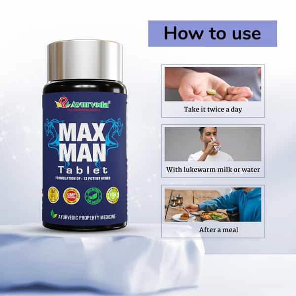 A R Ayurveda Max Man Ayurvedic Tablets For Men For Stamina | Muscle Growth - 30 Tablets