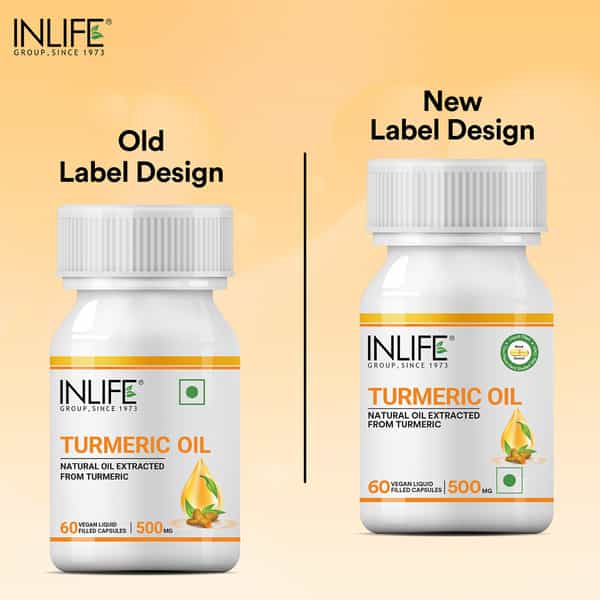 Inlife Turmeric Oil Capsule Antioxidant & Detoxifier Supplement Men & Women 500Mg - 60 Veg Capsules