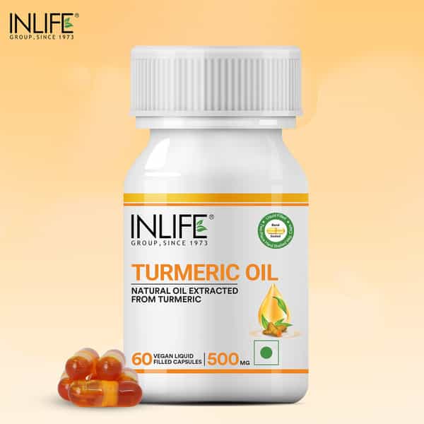 Inlife Turmeric Oil Capsule Antioxidant & Detoxifier Supplement Men & Women 500Mg - 60 Veg Capsules