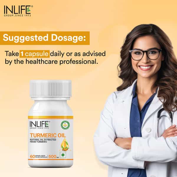 Inlife Turmeric Oil Capsule Antioxidant & Detoxifier Supplement Men & Women 500Mg - 60 Veg Capsules
