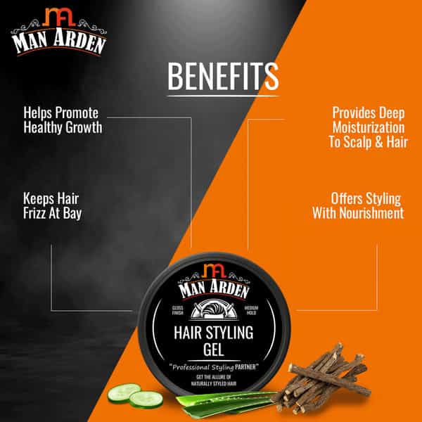 Man Arden Hair Styling Gel Professional Styling For Gloss Finish Medium Hold Easy Wash Off 50Gm