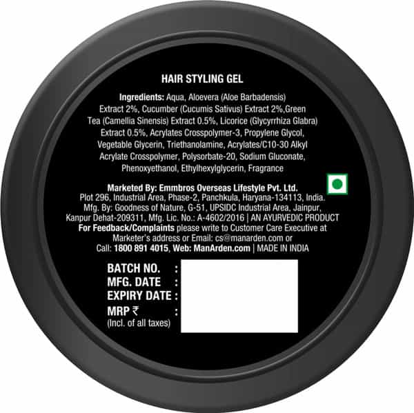 Man Arden Hair Styling Gel Professional Styling For Gloss Finish Medium Hold Easy Wash Off 50Gm