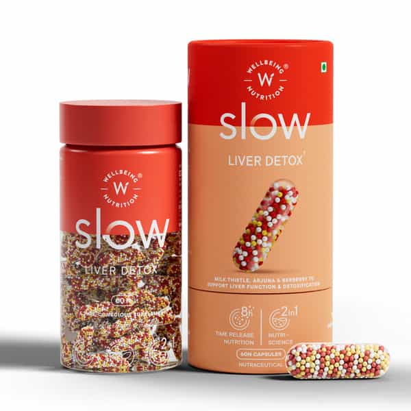 Wellbeing Nutrition Slow Liver Detox Supplement | Milk Thistle | Berberry + 6 Organic Herbs 60N