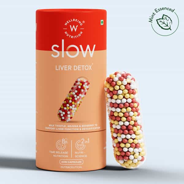 Wellbeing Nutrition Slow Liver Detox Supplement | Milk Thistle | Berberry + 6 Organic Herbs 60N