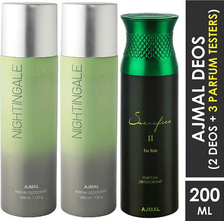 Ajmal 2 Nightingale For Men & Women & 1 Sacrifice Ii For Him For Men Deo Each 200Ml Combo Pack Of 3