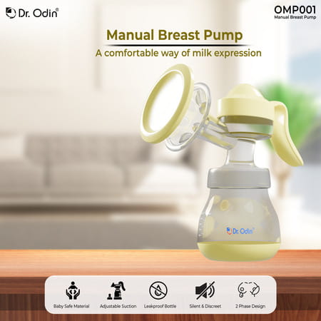 Dr. Odin Omp001 Manual Breast Pump - Portable| Bpa-Free| Ergonomic Design With Soft Silicone Cushion
