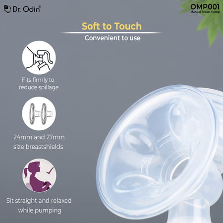 Dr. Odin Omp001 Manual Breast Pump - Portable| Bpa-Free| Ergonomic Design With Soft Silicone Cushion