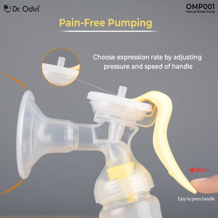 Dr. Odin Omp001 Manual Breast Pump - Portable| Bpa-Free| Ergonomic Design With Soft Silicone Cushion