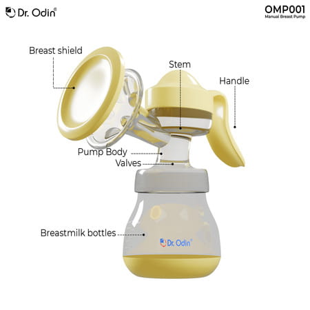 Dr. Odin Omp001 Manual Breast Pump - Portable| Bpa-Free| Ergonomic Design With Soft Silicone Cushion