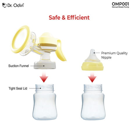 Dr. Odin Omp001 Manual Breast Pump - Portable| Bpa-Free| Ergonomic Design With Soft Silicone Cushion