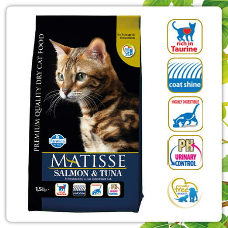 Matisse Farmina Pet Foods Dry Cat Food | Adult | 1.5-Kg | Salmon And Tuna (Pack Of 1)